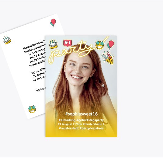 Geburtstagseinladung Story Butterblumengelb 105x148mm