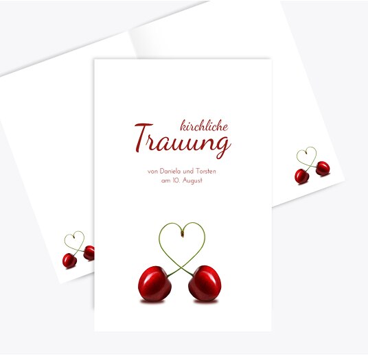 Hochzeit Kirchenheft Umschlag Kirsche WeinRot 148x210mm