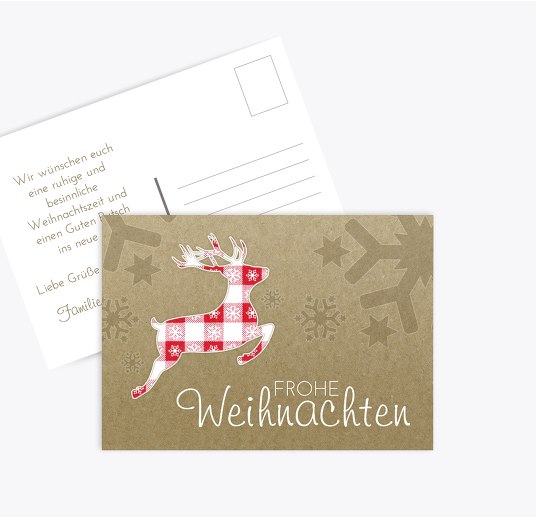 Grußkarte Rentiergruß Rot 148x105mm