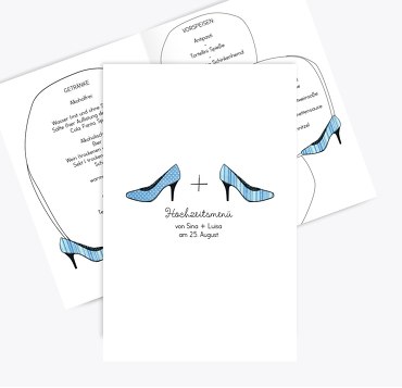 Hochzeit Menükarte High Heels