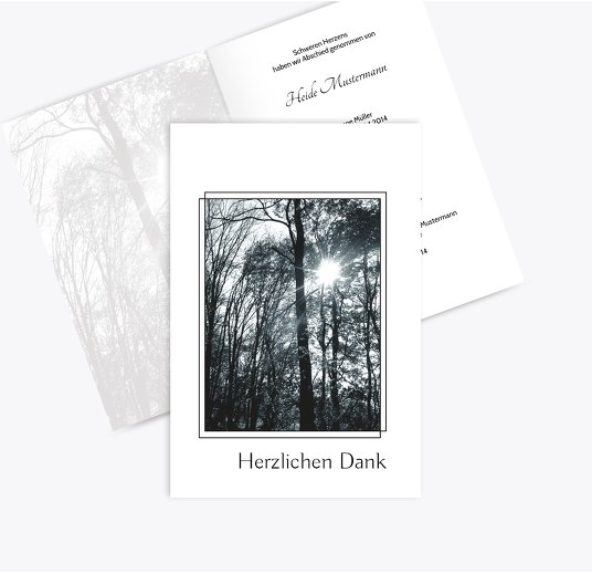 Dankeskarte Wald Weiß 114x170mm