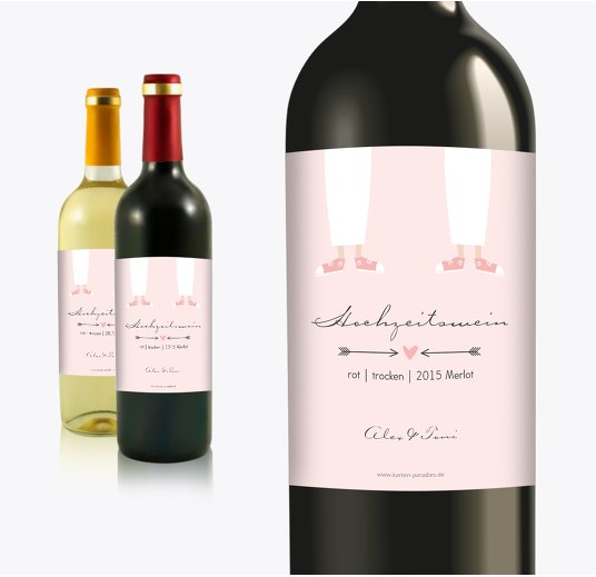 Flaschenetikett Pärchen - Frauen Rosa 90x120mm