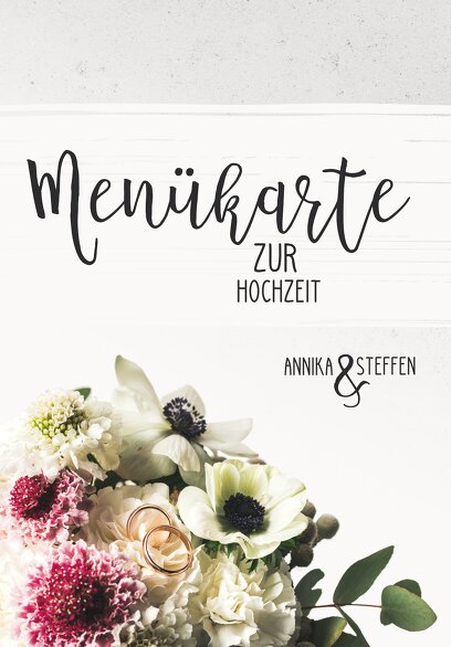 Ansicht 3 - Hochzeit Menükarte Bouquet