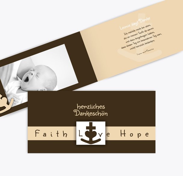 Tauf Dankeskarte faith love hope