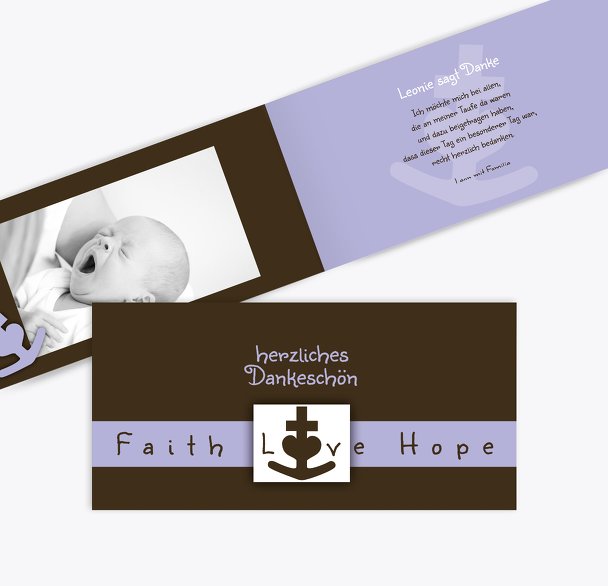 Tauf Dankeskarte faith love hope