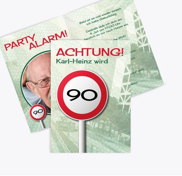 Einladung Begrenzungsschild 90 Foto