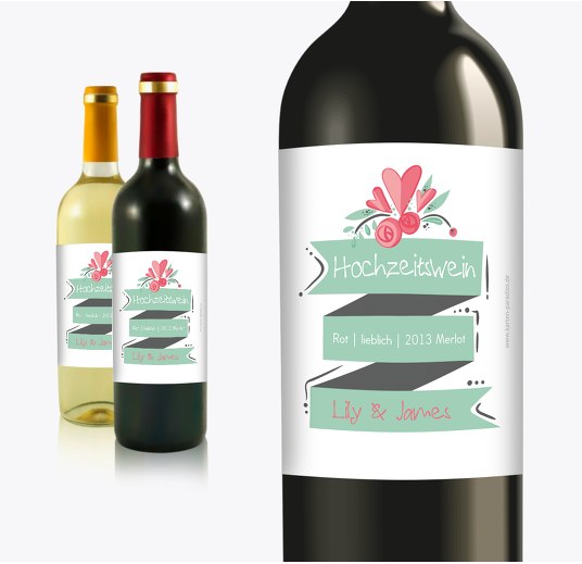 Flaschenetikett Du & Ich hellgrünblau 90x120mm