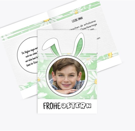 Osterkarte Hasenohren MattGrün 105x148mm