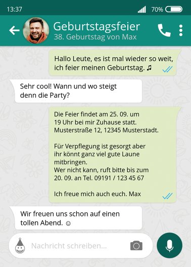 Ansicht 2 - Geburtstagseinladung Chat