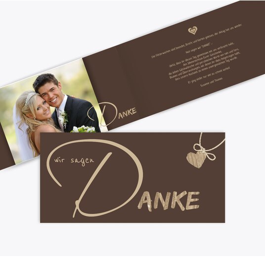 Hochzeit Dankeskarte natürlich Ja braunmatsch 215x105mm