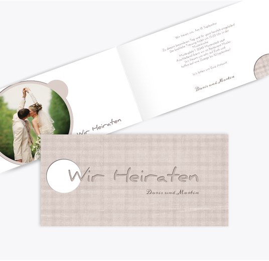 Hochzeit Einladung wedding harmony OckerBeige 215x105mm