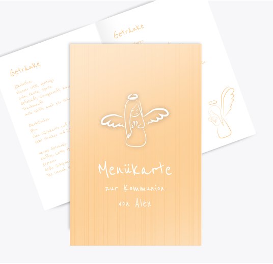 Kommunion Menükarte Angle PastellHellOrange 148x210mm