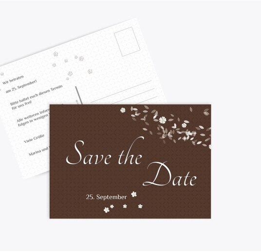 Hochzeit Save the Date romantic flower braunmatsch 148x105mm
