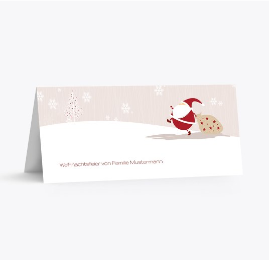 Tischkarte Weihnachtsmann OckerBeige 100x44mm