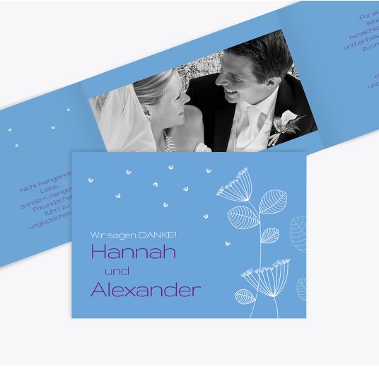 Hochzeit Dankeskarte Pusteblume Hellblauleuchtend 148x105mm