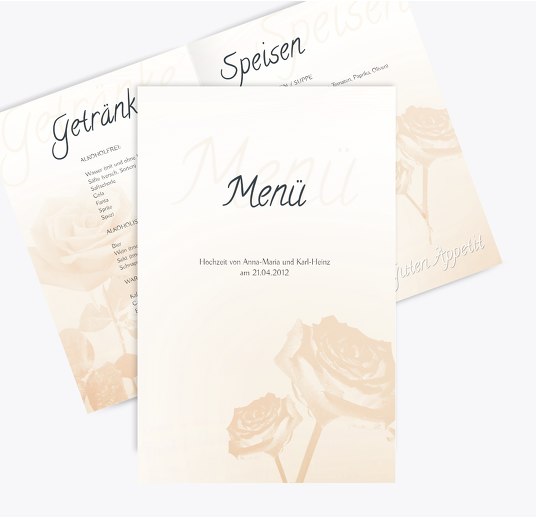 Hochzeit Menükarte Rose OrangehellRot 148x210mm