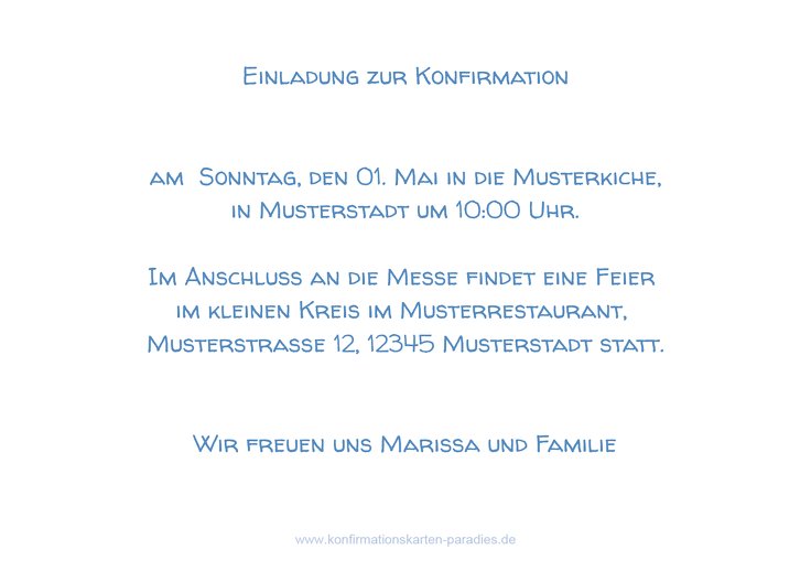 Ansicht 3 - Einladungskarte zur Konfirmation Script