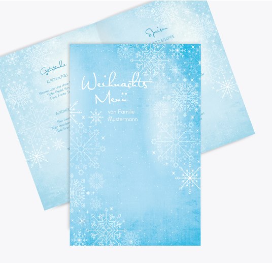 Menükarte Wintertraum Hellblauleuchtend 148x210mm