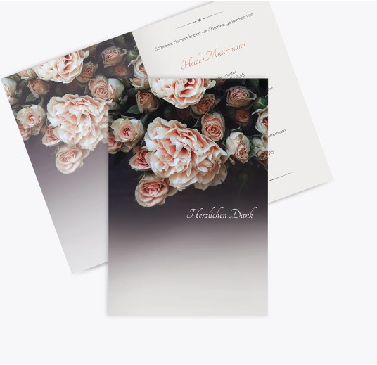 Dankeskarte Trauer Rosen Kaminorange 114x170mm