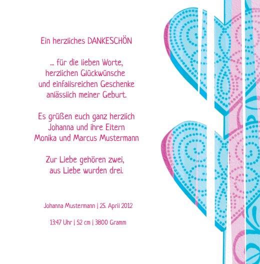 Ansicht 5 - Baby Dankeskarte hearts and stripes