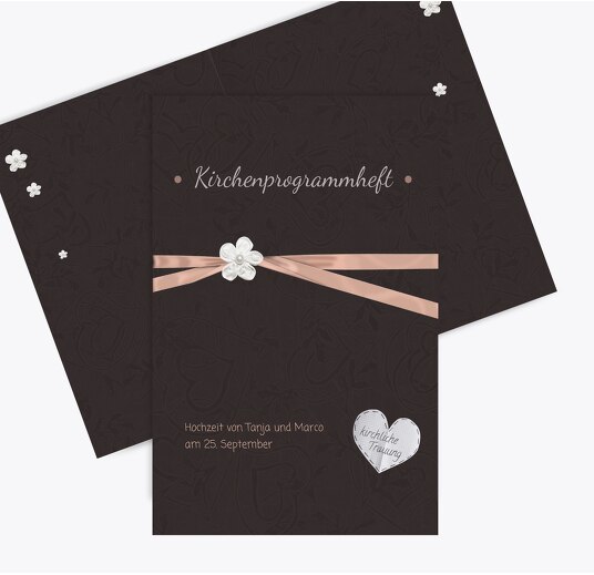 Hochzeit Kirchenheft Umschlag sanfte Blüte PastellHellRot 148x210mm