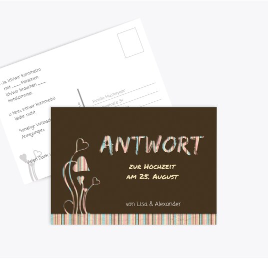 Hochzeit Antwortkarte Wir heiraten braunmatsch 148x105mm
