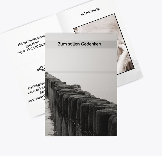 Sterbebildkarte Steg Trauergrau 74x105mm