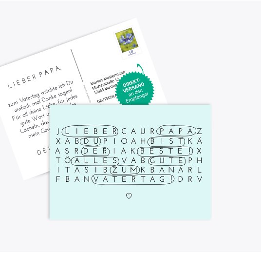 Vatertagskarte Rätsel PastellHellTürkis 148x105mm