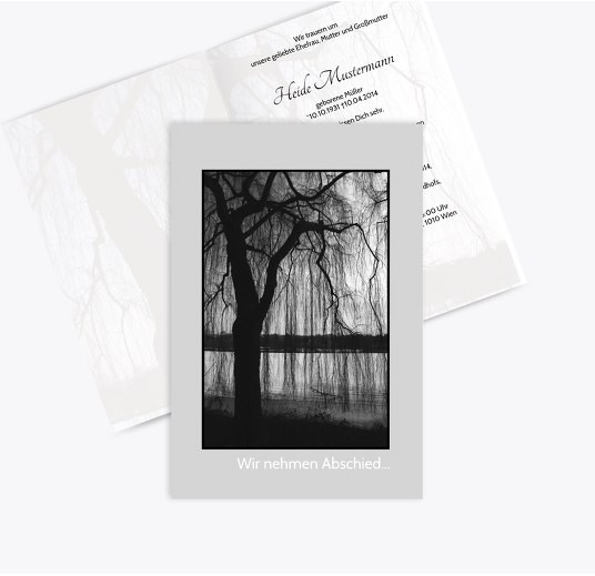 Trauerkarte Baum Trauergrau 114x170mm