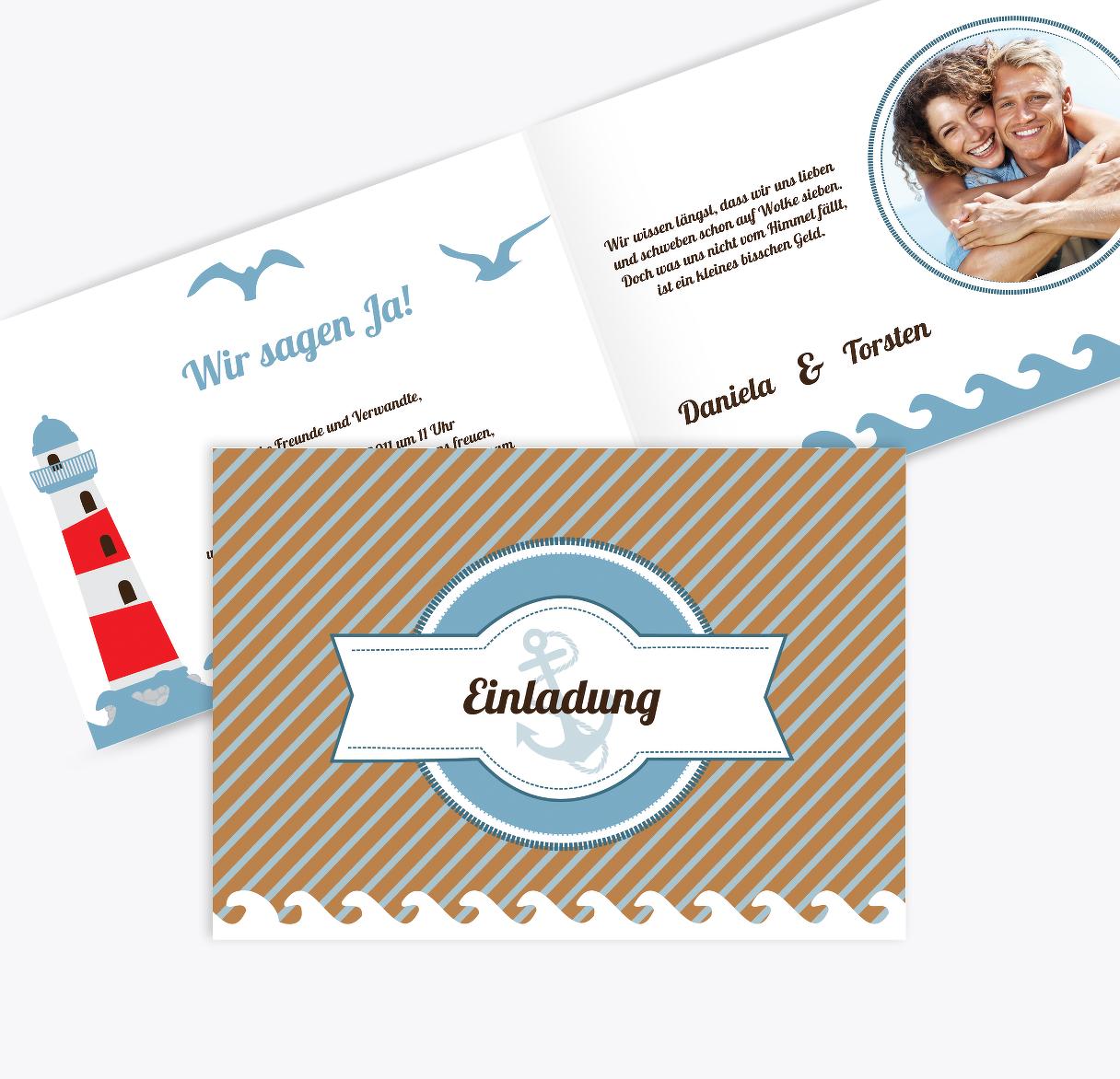 Hochzeit Einladung Leuchtturm selbst gestalten!