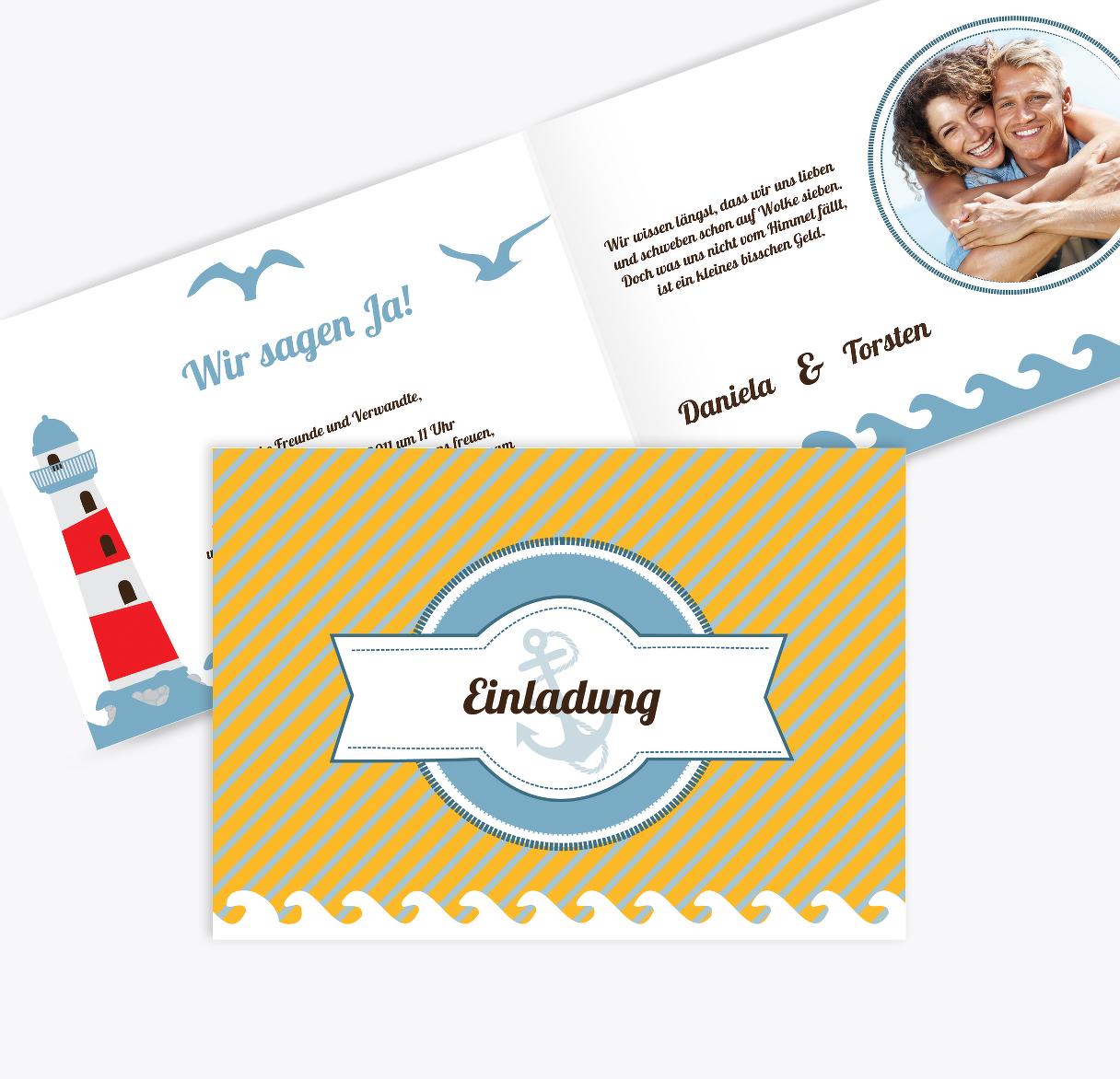 Hochzeit Einladung Leuchtturm selbst gestalten!