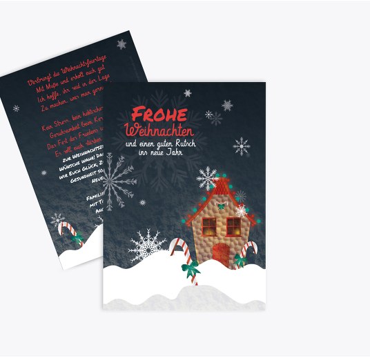 Grußkarte Häuschen MattBlau 105x148mm