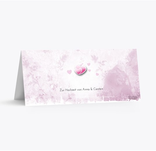 Hochzeit Tischkarte Din romantische Liebe Pinkdunkellila 100x44mm