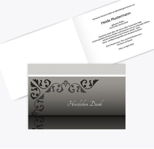 Dankeskarte Briefpapier quer Trauergrau 170x114mm