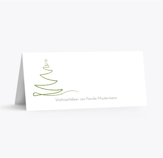 Tischkarte Linienbaum Grasgruen 100x44mm