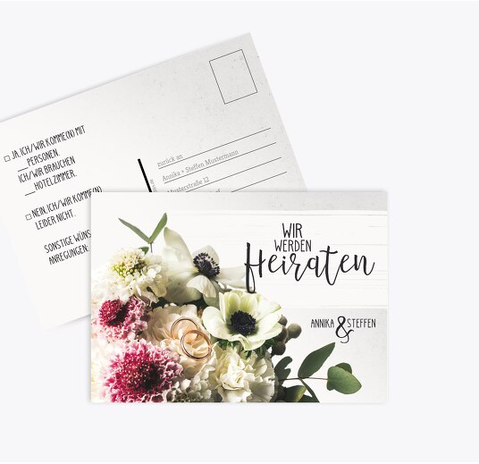 Antwortkarte Bouquet Lilarosa 148x105mm