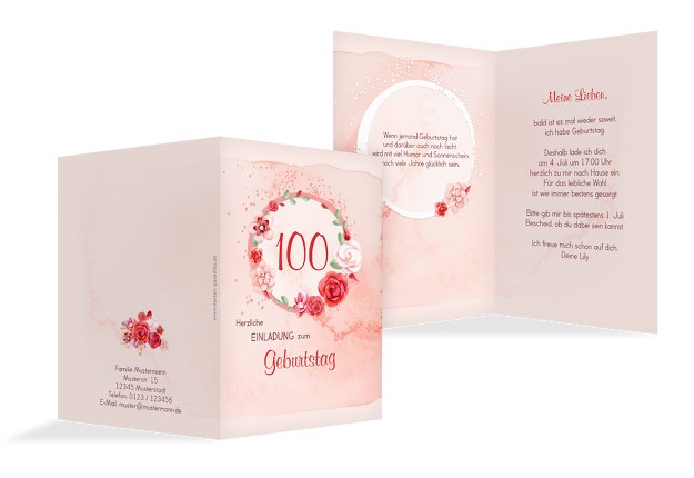 Einladungskarten Zum 100 Geburtstag Karten Paradies De