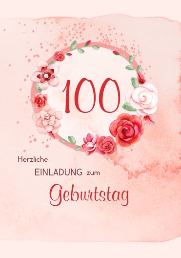 Ansicht 3 - Geburtstagseinladung Aquarell Rosen 100