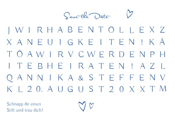 Ansicht 2 - Hochzeit Save-the-Date Buchstabenrätsel