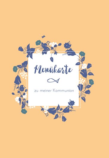 Ansicht 3 - Kommunion Menükarte Blumenkranz