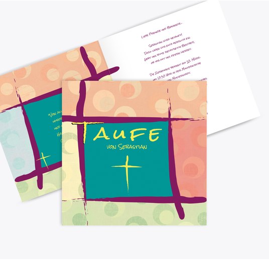 Taufkarte Kreuzrahmen Türkisblaukräftig 145x145mm