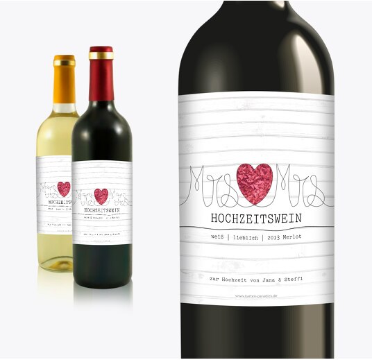 Flaschenetikett Mrs&Mrs PinkLeuchtend 90x120mm