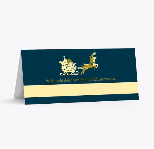 Tischkarte Kutsche DunkelBlaumatt 100x44mm