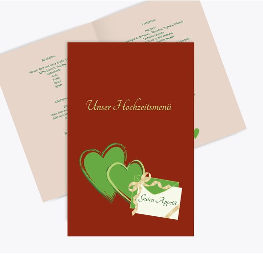 Hochzeit Menükarte Eheglück WeinRot 148x210mm