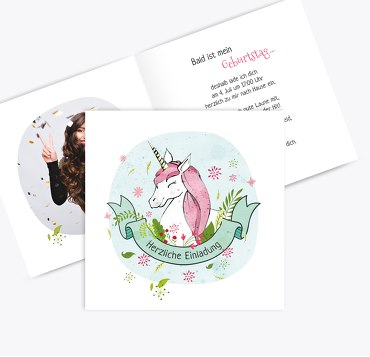 Einladung mit Foto Einhorn