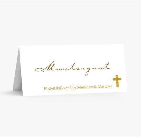 Firmung Tischkarte Goldrausch OckerGelb 100x44mm