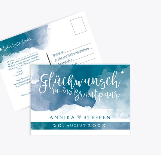 Ballonkarte Aquarell MattBlauDunkler 148x105mm