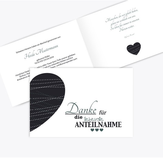 Dankeskarte Herz Grüntürkisdunkel 170x114mm