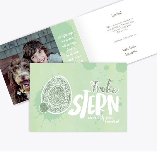 Osterkarte Ostergruß MattGrün 148x105mm