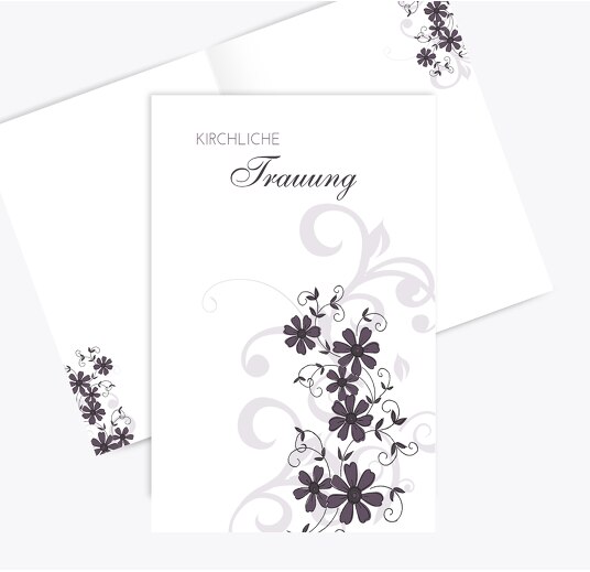 Hochzeit Kirchenheft Umschlag Ranke Liladunkel 148x210mm